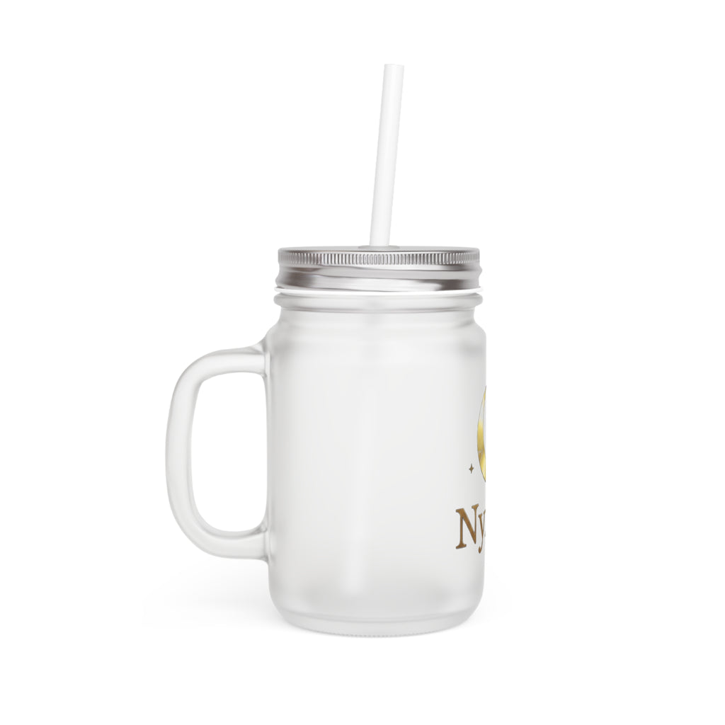 Nyxios Moon Mason Jar Tumbler — Frosted Glass Mason Jar with Lid & Straw