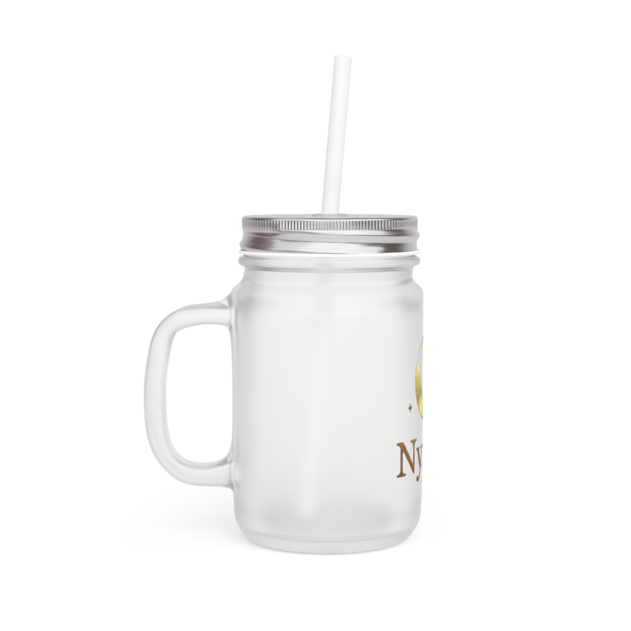 Nyxios Moon Mason Jar Tumbler — Frosted Glass Mason Jar with Lid & Straw