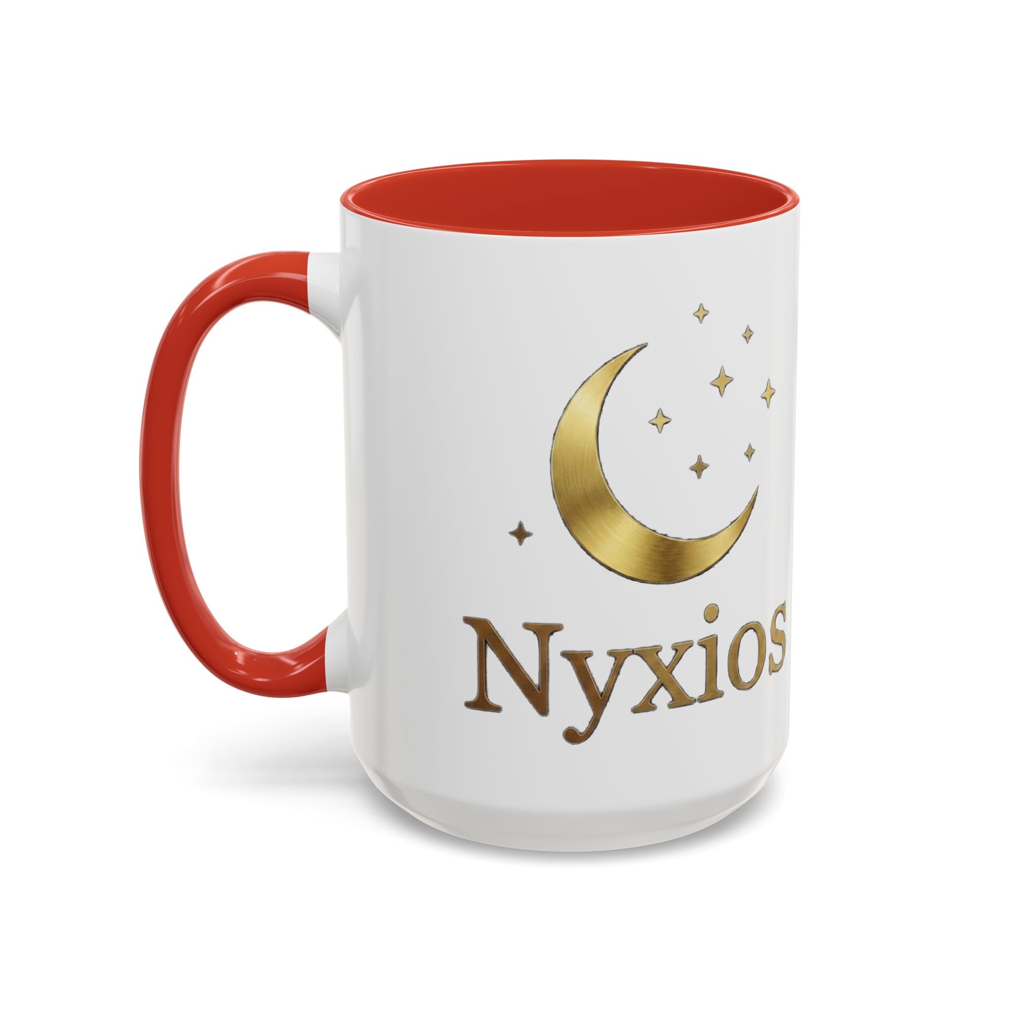 Nyxios Gold Moon Accent Coffee Mug – Celestial Stars Ceramic Cup (11/15oz)