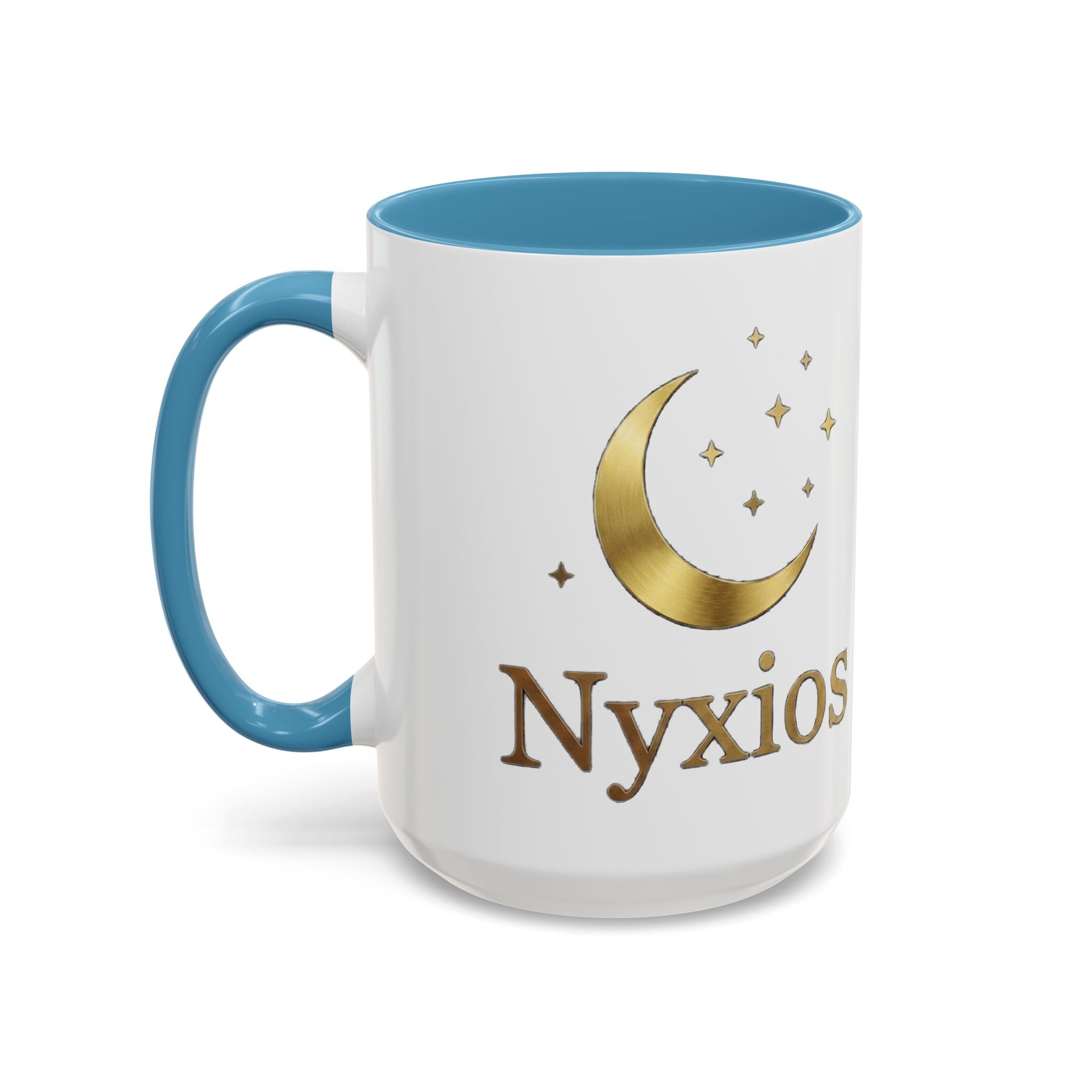 Nyxios Gold Moon Accent Coffee Mug – Celestial Stars Ceramic Cup (11/15oz)