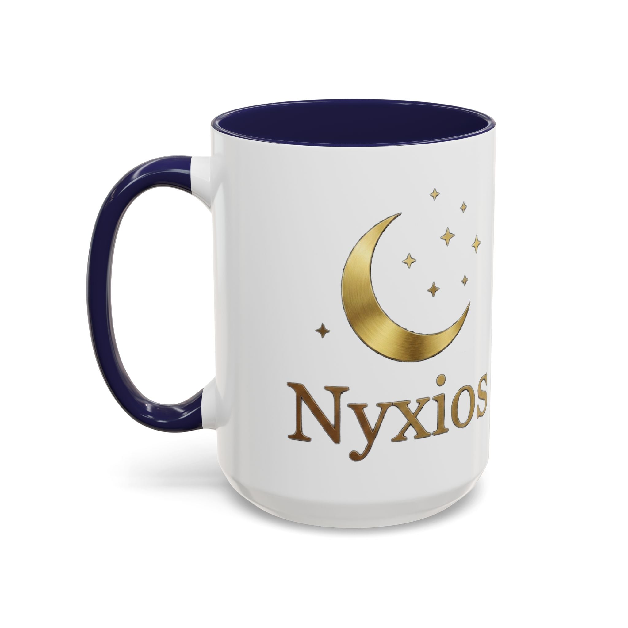 Nyxios Gold Moon Accent Coffee Mug – Celestial Stars Ceramic Cup (11/15oz)