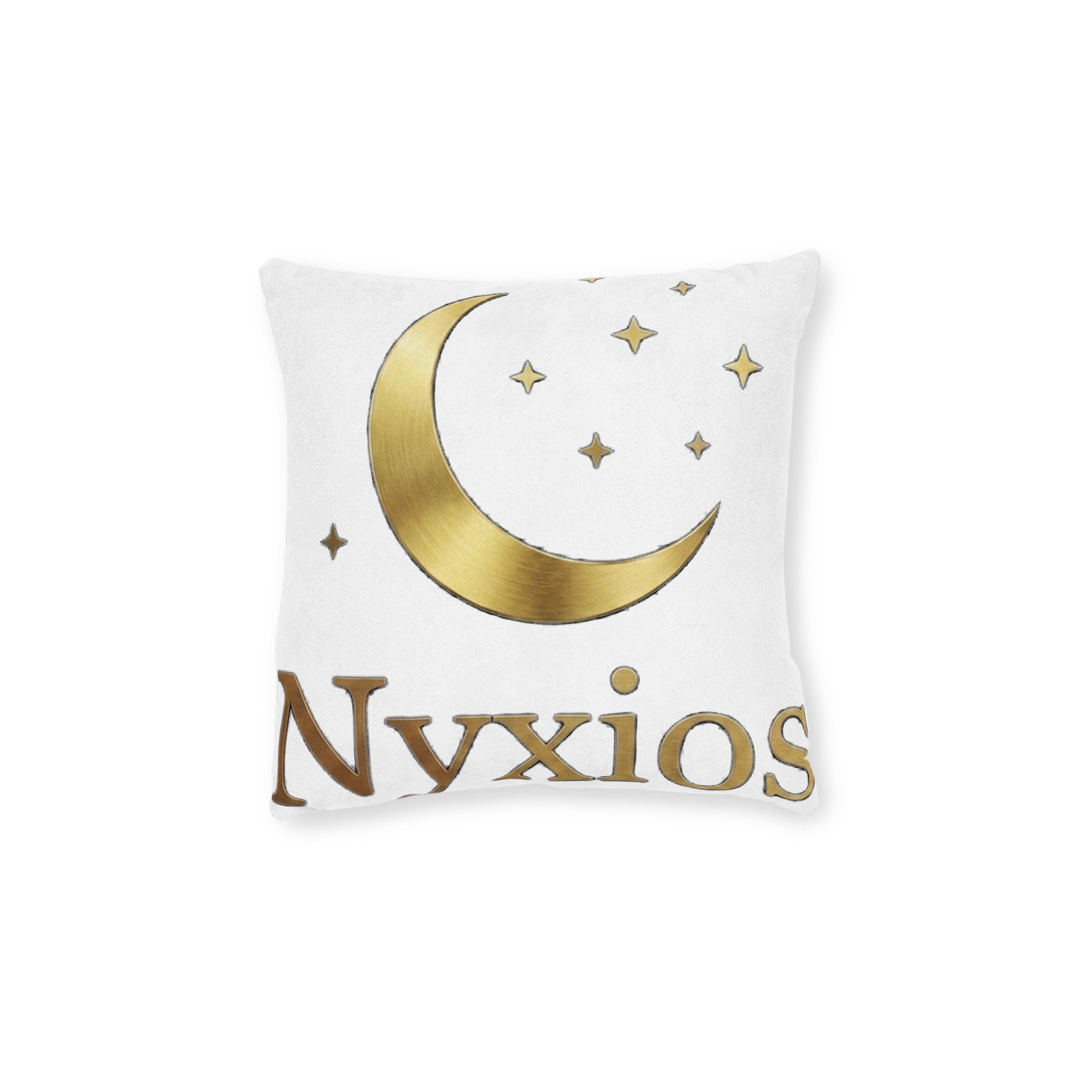 Gold Crescent Moon Square Pillow — Nvxios Decorative Accent Cushion