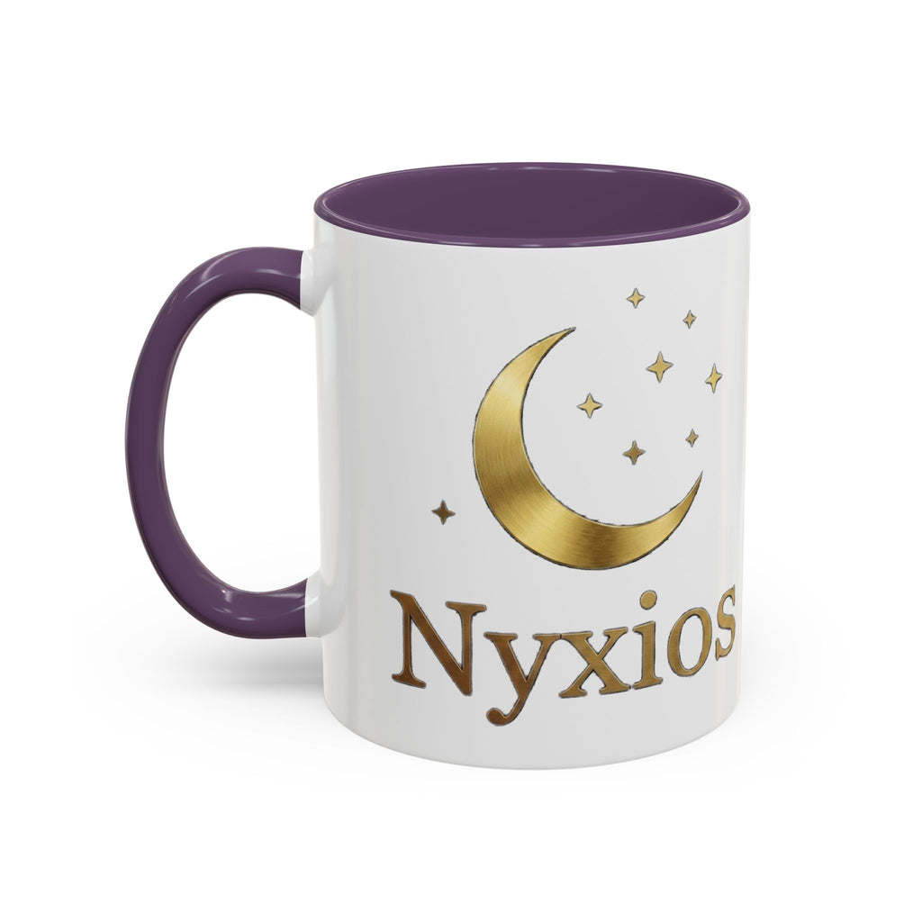 Nyxios Gold Moon Accent Coffee Mug – Celestial Stars Ceramic Cup (11/15oz)