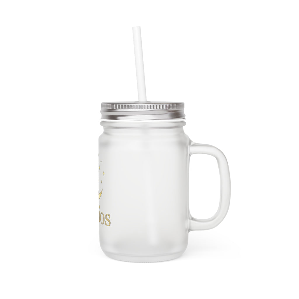 Nyxios Moon Mason Jar Tumbler — Frosted Glass Mason Jar with Lid & Straw