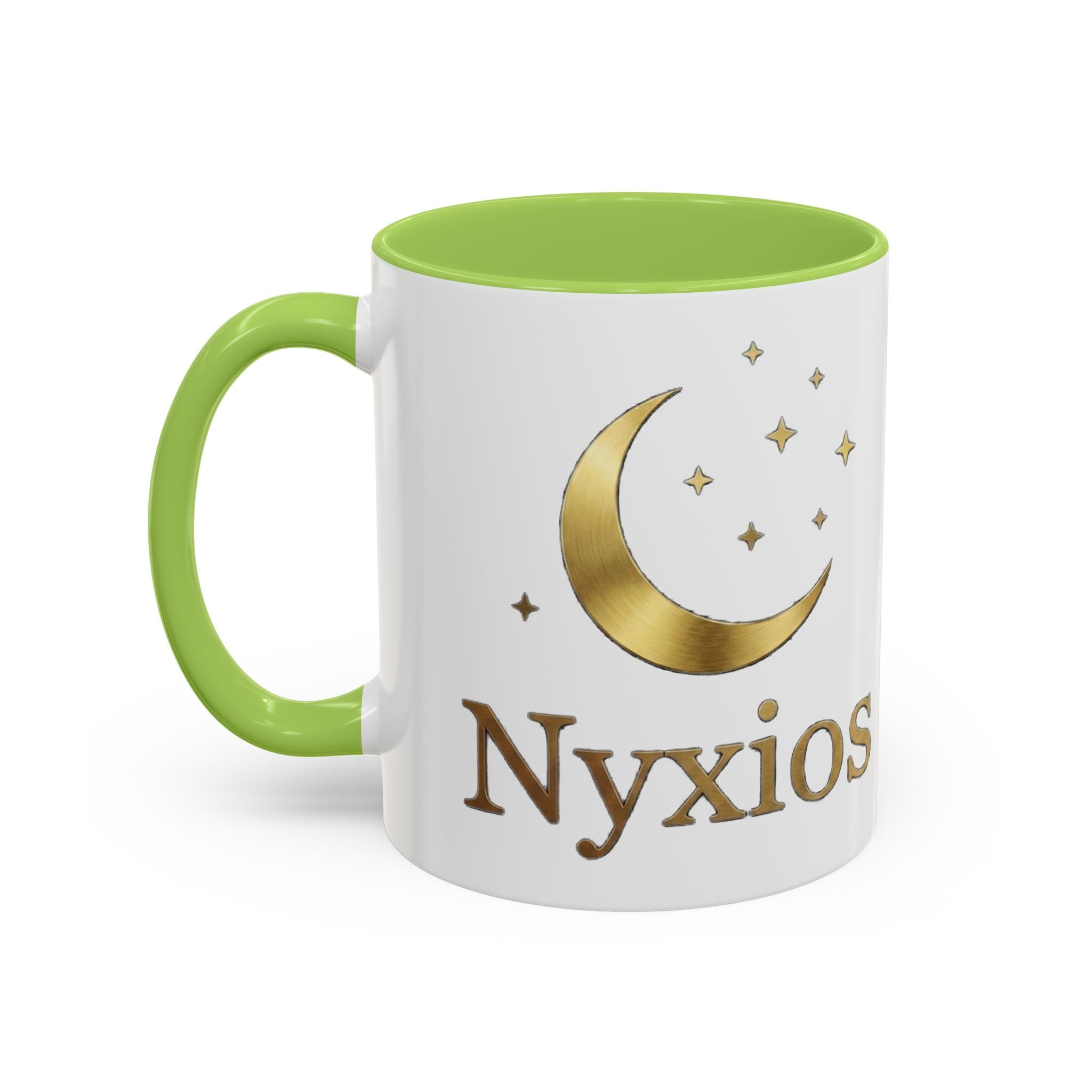 Nyxios Gold Moon Accent Coffee Mug – Celestial Stars Ceramic Cup (11/15oz)