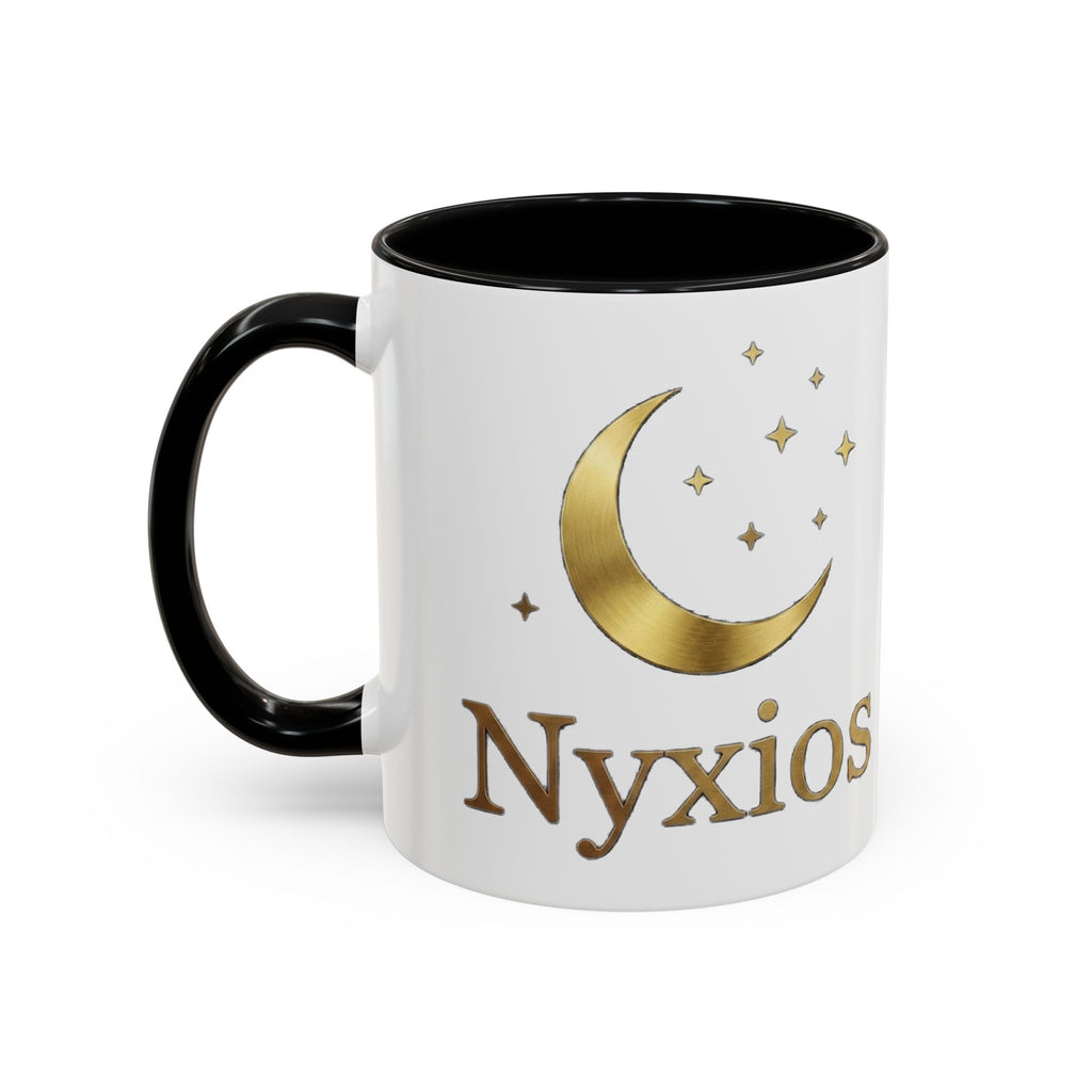 Nyxios Gold Moon Accent Coffee Mug – Celestial Stars Ceramic Cup (11/15oz)
